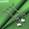 Exquisite 925 Sterling Silver Double Heart Pendant Earrings - Fashionable Gift Jewelry