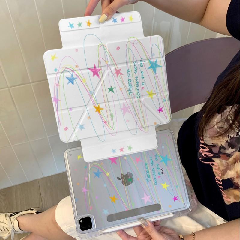 IPad Pro 13 Zoll Hülle mit Sternenmuster PC Hartschalenabdeckung Standfunktion Sleep/Wake Funktion Air 5 Mini 6
