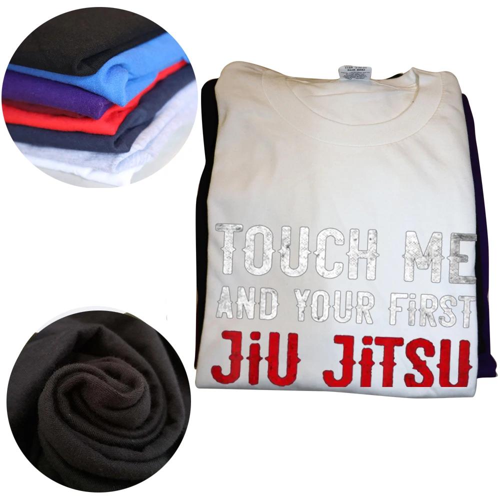 Lustiges Fass mich an und deine erste Jiu Jitsu Stunde ist kostenlos BJJ T-Shirt Grafik Baumwolle Streetwear Kurzarm Geburtstagsgeschenke T-Shirt