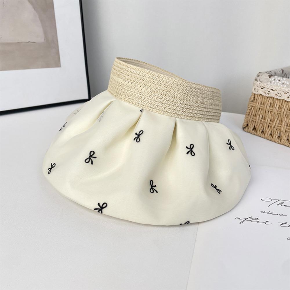 

Fashion Wide Brim Women s Bow Sun Hat Empty Top UV Protection Sun Visor Hat Foldable Quick-drying Bucket Hat Summer Outdoor белый