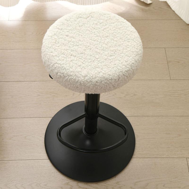 Non-slip Fleece Round Swivel Stool Cover Stretch Washable Bar Chair Protector for Home Coffee Shop Pub Counter Seats