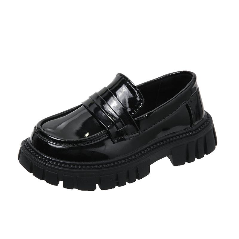 2024 New Children's Princess Shoes-Girls Small Leather Shoes, Black Thick-Soled British Style Single Shoes for Spring and Autumn.