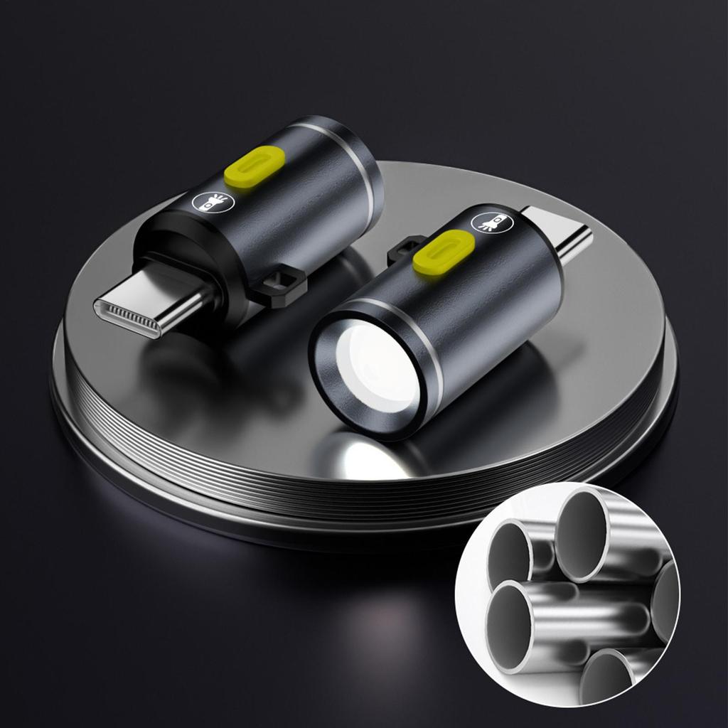 Portable Type-C Mini Flashlight Phone Keychain USB-C Electric Torch Nightlight Table Lamp For Riding Sports Outdoor Camping
