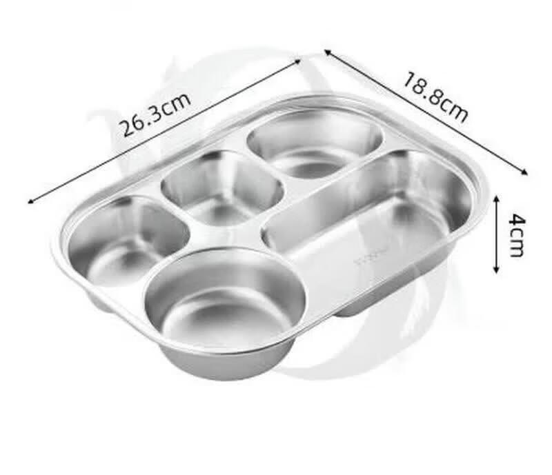 304 Stainless Steel 5-Compartment Divided Lunch Tray