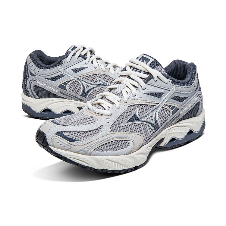 Mizuno Retro Functional Shock Absorbing Non-Slip Wear-Resistant Breathable Low-Top Running Shoes Unisex sneaker Gray Silver Blue D1GH232105