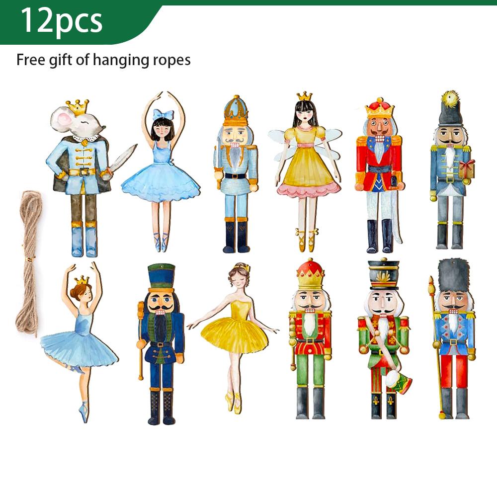 

1Set Christmas Tree Hanging Pendant Wooden Nutcracker Soldier Puppet Pendant Christmas Party Atmosphere New Year Home Decoration