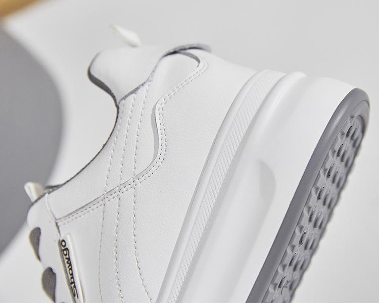 Women's 2021 Spring White Leather Platform Shoes – Height-Enhancing Casual Style