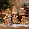 Tiered Tray Holiday Decorations Christmas Wooden Gingerbread Man Decor, Rustic Gingerbread, Candy Cane House Figurines, Xmas Cute Lady Figurines