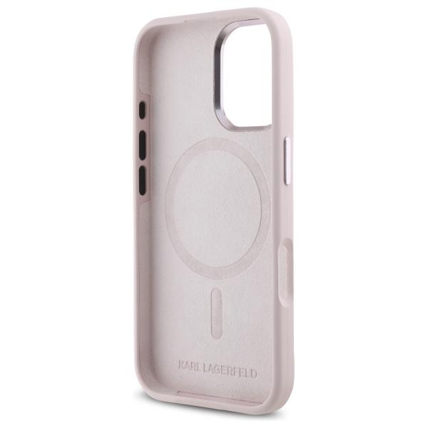 Karl Lagerfeld Klhmp16Sscmkmpcp Iphone   16 6.1 Różowy/Pink Hardcase Silicone Shadow Metal Initial Magsafe