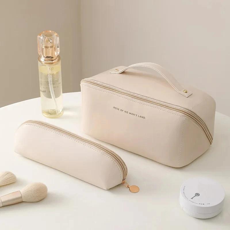 1/2 Stück Kosmetik-Aufbewahrungsset Großes Fassungsvermögen Reise-Toilettenartikelbeutel Make-up-Tasche Ins Fortgeschrittener Sinn Tragbare Kosmetik-Aufbewahrungstasche