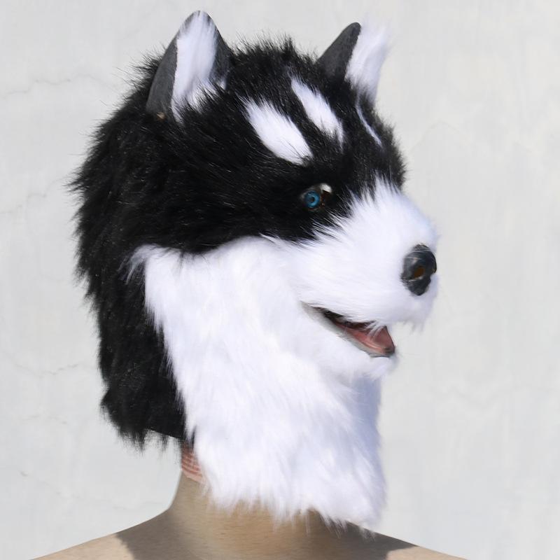 Cute plush animal Husky head mask latex Husky mask for Halloween cosplay Funny party props