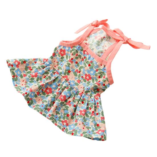 Pet Dress Flower Pattern Breathable Friendly To Skin Lint Free Washable Show Unique Charm Cotton Cozy Flower Print Pet Suspender Dress Pet Supplies