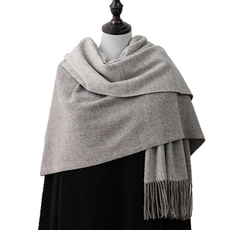Wool Scarf Korean Style Atmosphere Double Sided Scarf Women's Autumn and Winter Warm Men's Shawl Versatile Cashmere Scarf