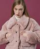 Koleat [Mink Ver.] Oversized Crop Quilted Button Shearling Jacket [Baby Pink] Vegan Fur Ver.