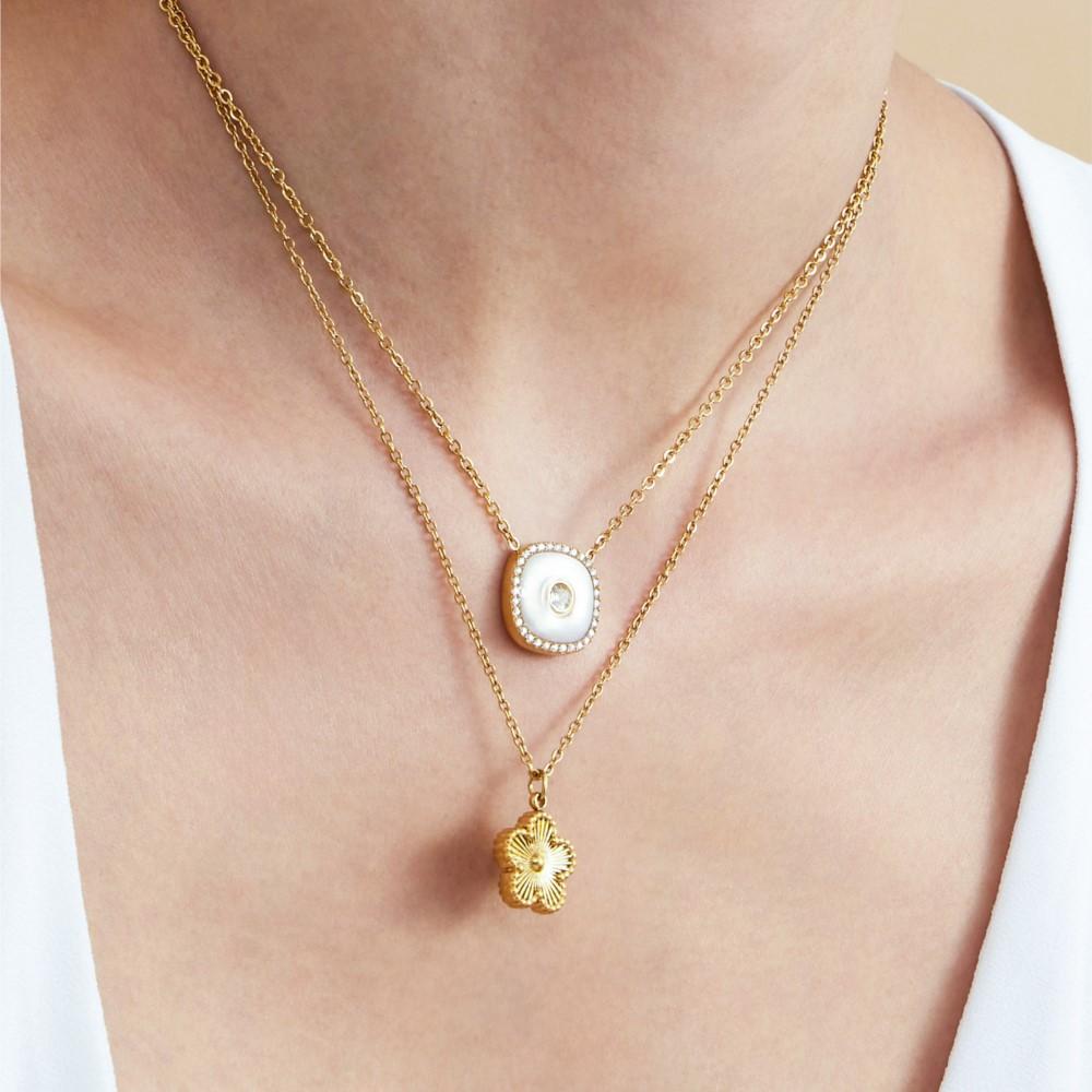 Delikatny Naszyjnik z Wisiorkiem w Kształcie Kwiatka Pasująca Bransoletka ze Stali Nierdzewnej Pozłacana 18k Łańcuszek z Ogniw Naszyjniki Bransoletki Zestaw Dla Kobiet