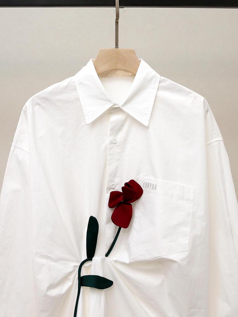 Elegant Autumn Rose Lapel Shirt for Women