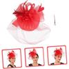 Alasum Mesh Floral Clip Headband, Red Cocktail Hair Accessory for Women, Wedding Tea Party Special Occasion Headwear