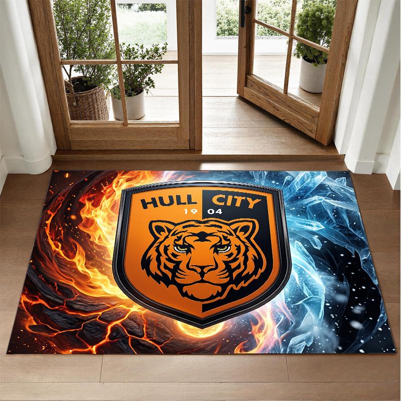 Hull City Fußball Design Kristall Samt Teppich Weiche Dekorative Matte für Schlafzimmer Eingang