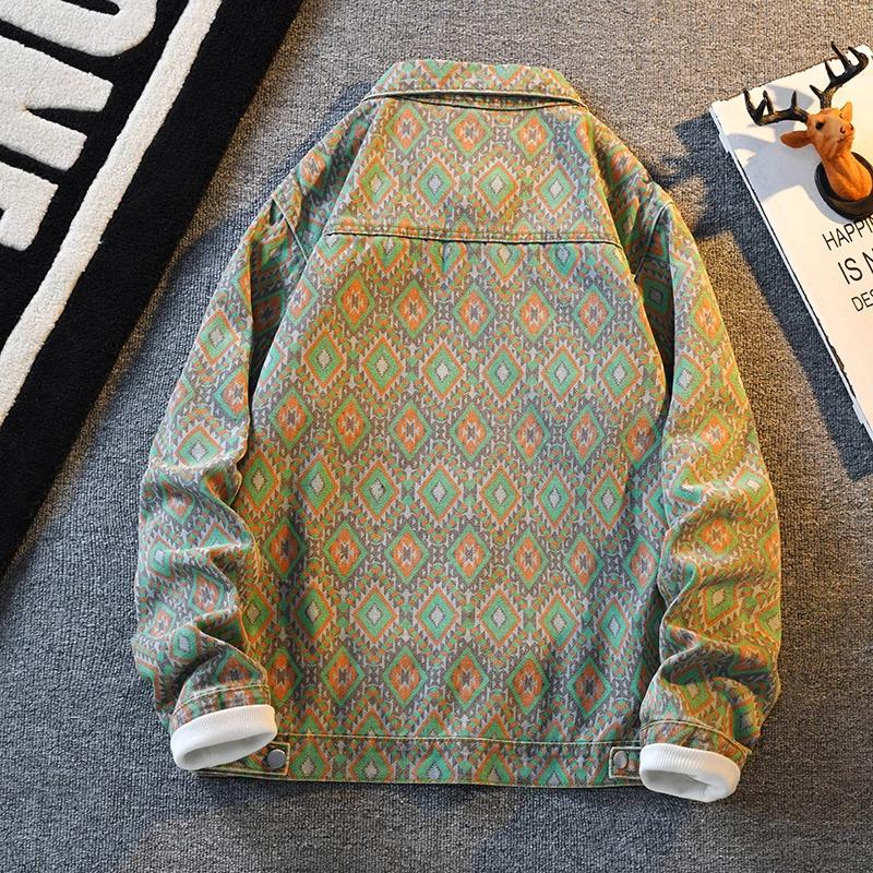 Men's High-End American Retro Printed Denim Jacket - Loose Casual Design #NZ01