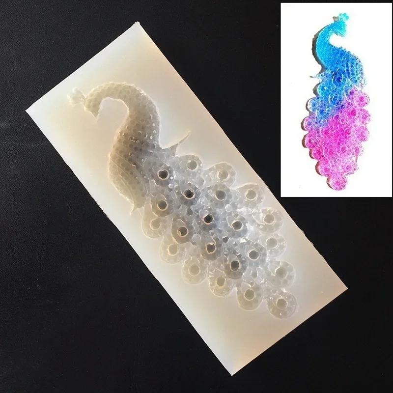 1Pcs DIY Peacock Silicone Mold Drop Mold Crystal Jewelry Tool Resin Keychain Mold