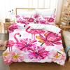 Pink Flamingo Duvet Cover Set Green Leaves Floral Animal Print Bedding Sets For Kids Girls Tropical Pattern Design Bedroom Decor
