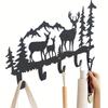 1 PC 5-Hook Rustic Deer-Shaped Metal Wall Storage Rack - Powder-Coated, Perfect For Entryway,