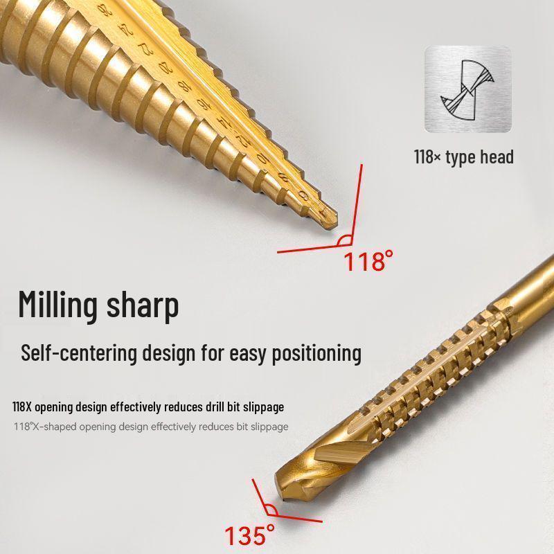 Cobalt Serrated Pagoda Drill Bit Set - Multifunctional Metal Hole Saw & Tower Reamer for Woodworking