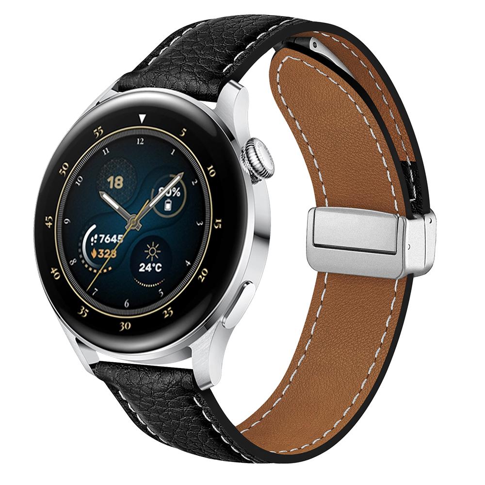 For Samsung Galaxy Watch3 45mm/Huawei Watch GT 4 46mm Leather Strap 22mm Magnetic Watch Band
