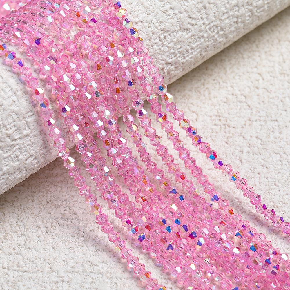 1 Strip 4mm Shiny Crystal Beads Bicone Beads 80pcs Glass Beads Loose Spacer Beads for Bracelet DIY Jewelry Making