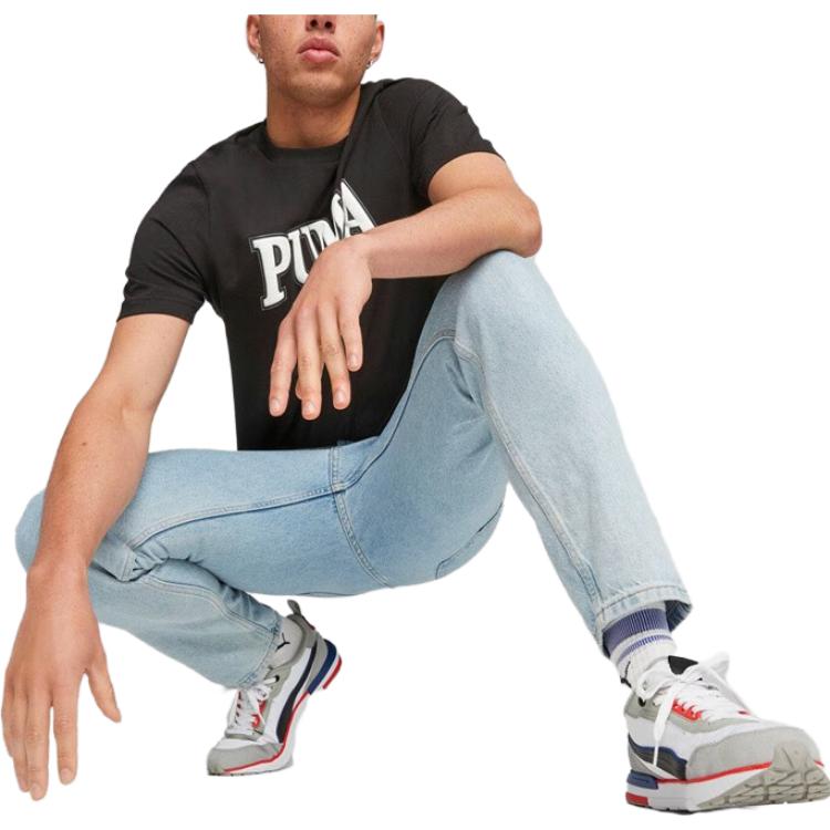Puma American Retro Letter Print Casual Short Sleeve Crew Neck T-Shirt Men Tops Black 679596-01