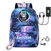 Printed Iron Chain Usbgenshinimpact Yuanshen Backpack Leisure Middle School Student Travel School Bag