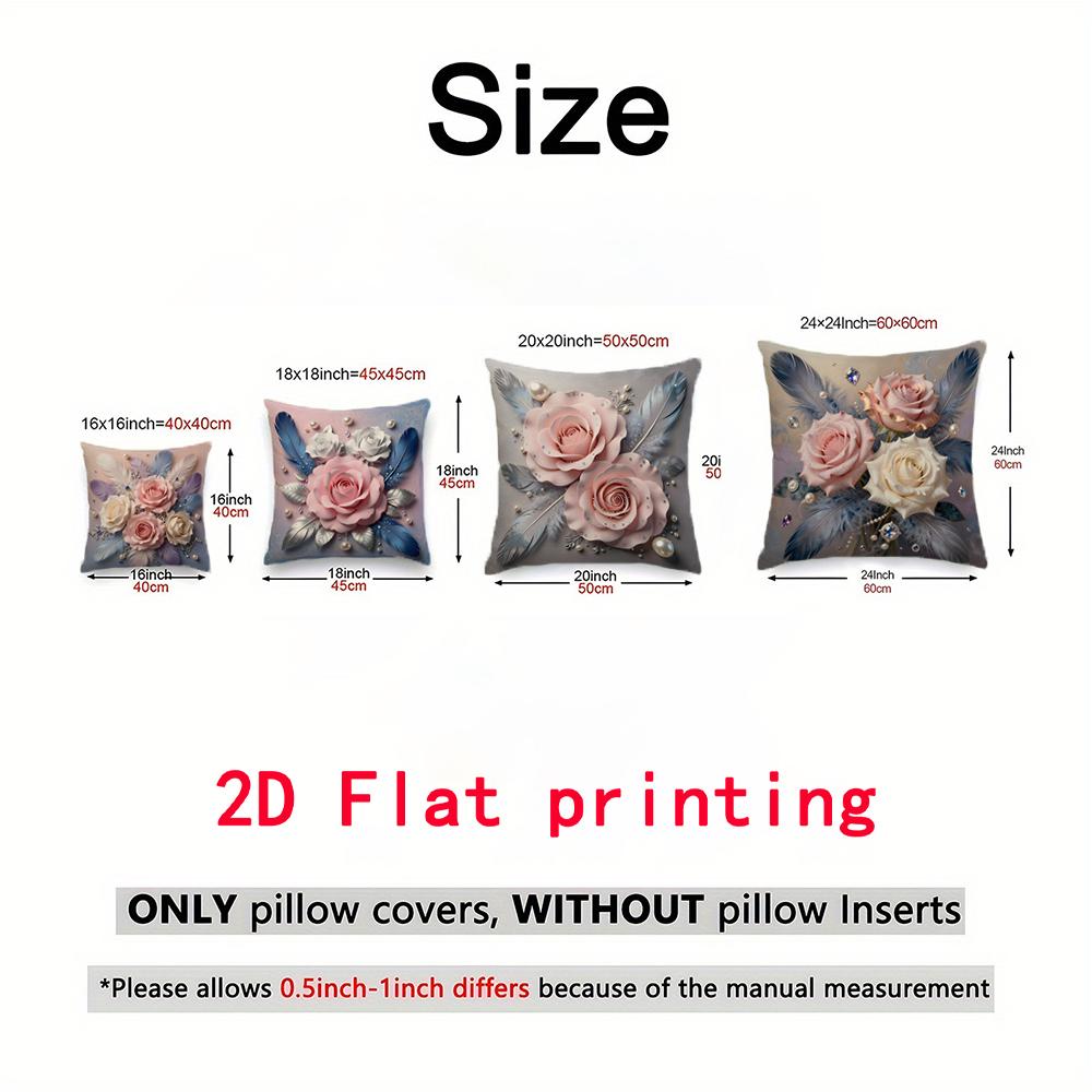 1/4pcs Floral Feather Embellished Pillow Covers Sofa Cushion Cover Home Bedroom Room Decoration
