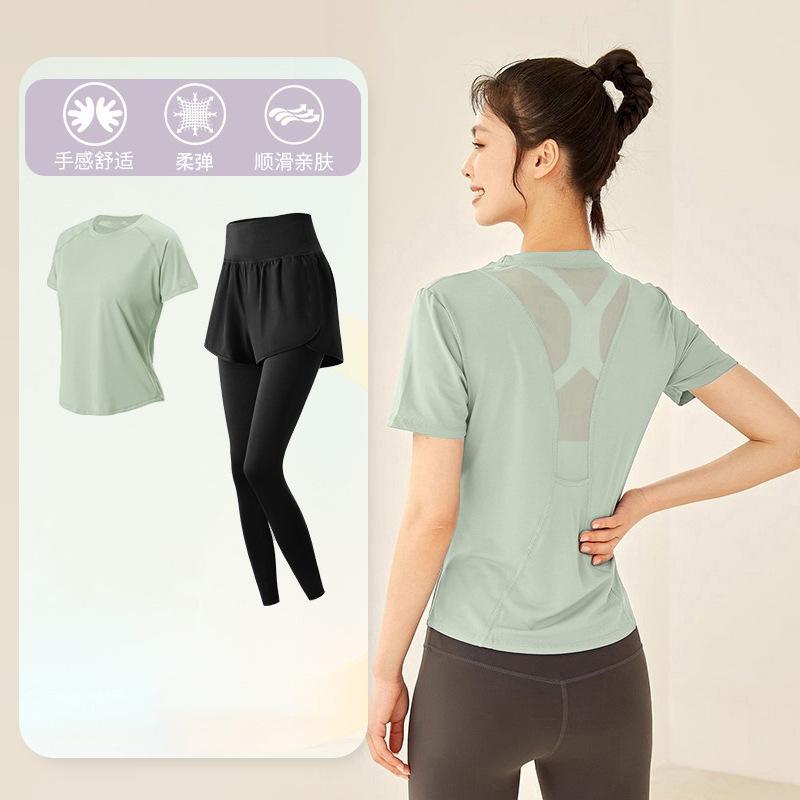 Tennis suit women's short-sleeved training clothes outdoor running quick-drying clothes thin badminton T-shirt fitness clothes