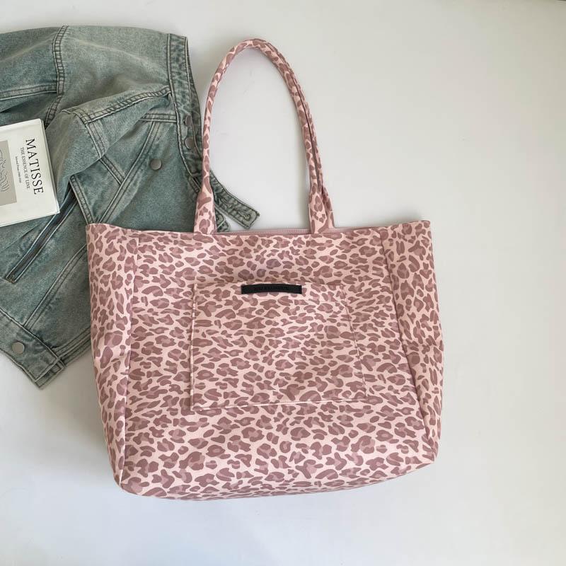 Leopard print bag women's large-capacity new casual simple double-sided shoulder bag commuter tote bag