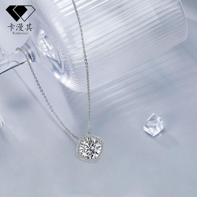 Elegant Square Pendant Necklace Women White Gold Plated Copper Chain Fashionable Office Chic Jewelry