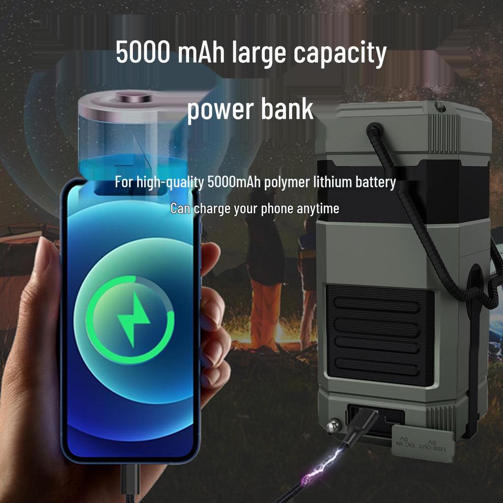 Portable Solar Lantern & Bluetooth Speaker with Hand-Crank Generator for Emergency Preparedness