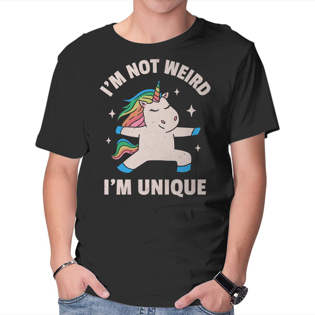 Unisex Crew Neck T-Shirt I m Not Weird I m Unique Graphic Short Sleeve Casual Tee L