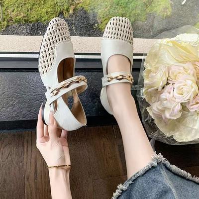 Franse holle sandalen dames 2025 nieuw zomer met rok zachte schoenen temperament veelzijdig dikke hak Mary Jane schoenen