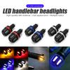 Motorcycle Handlebar LED Turn Signal Lights Led Handle Bar End Blinker Grip Signal Light Flashing Red Blue Silver 12-24V