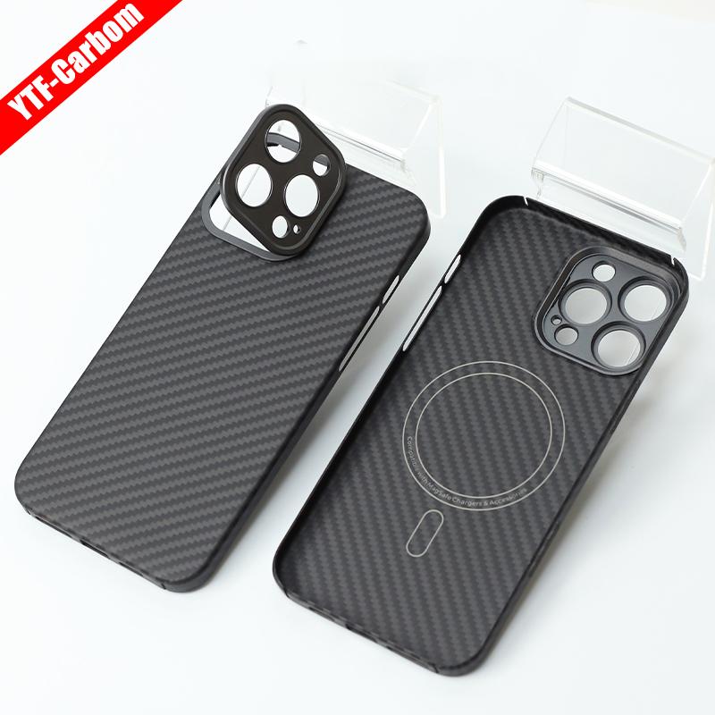 YTF-Carbon for iPhone16Promax Carbon Fiber Mobile Phone Case Aramid Fiber Magnetic 16Pro Protective Case Business 16plus