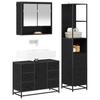 Bathroom Furniture Set 3 Pcs Black Oak Effect Wood Based Material
