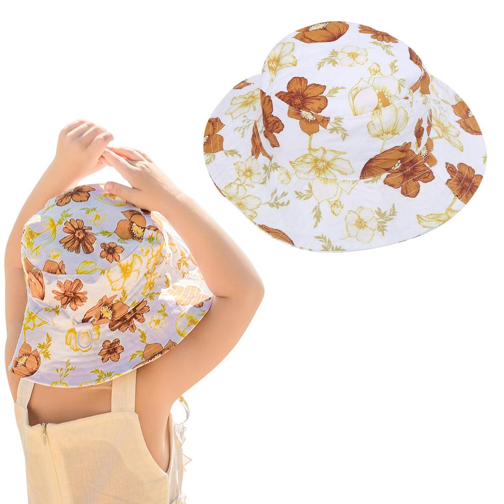 Baby Beach Sun Hat Breathable Fashionable Flower Pattern Children Outdoor Bucket Hat