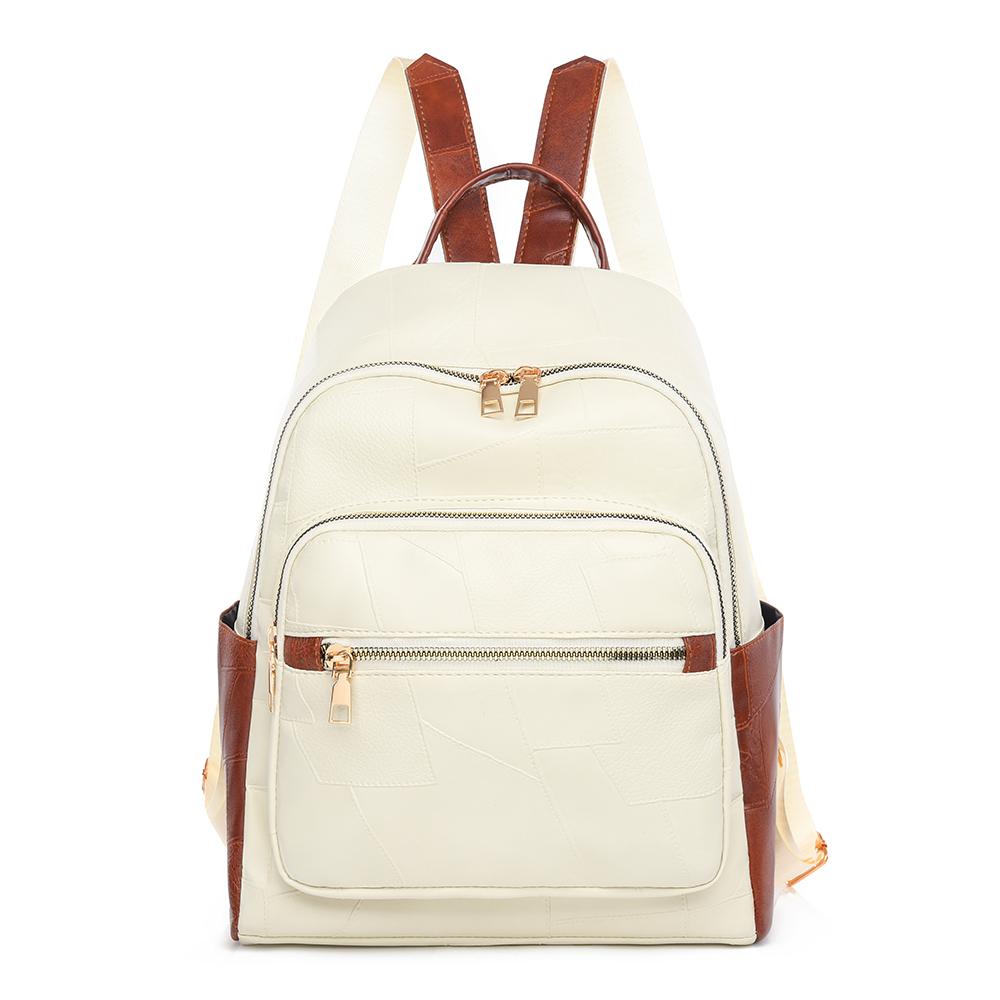 

Женский мягкий кожаный рюкзак, большая вместимость, дорожная сумка на молнии, легкий рюкзак белый