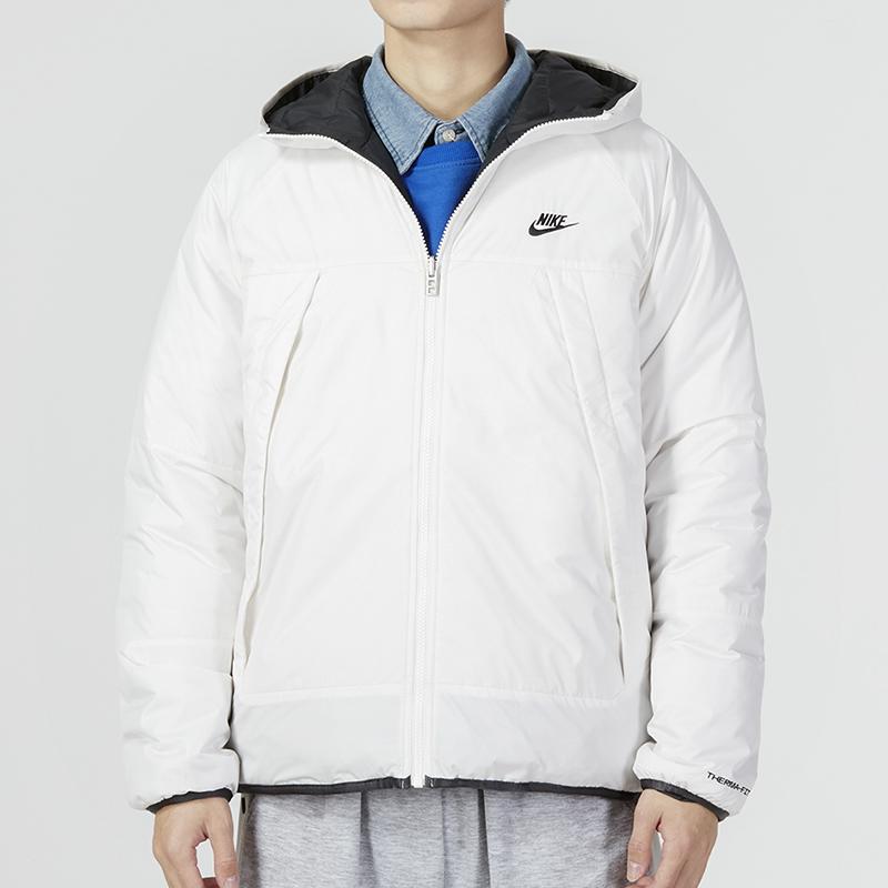 Nike Jednobarevná sportovní ležérní outdoorová prošívaná lehká bavlněná péřová bunda s kapucí pro muže bundy Černá DH2784-030