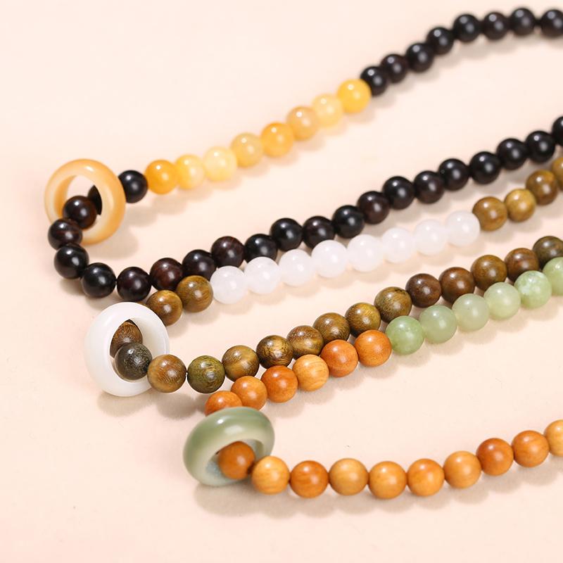 Sandalwood Bead Bracelet Double Hoop Bodhi Hand String for Men Women Retro Simple Natural Stone Vintage Hand Jewelry Accessories