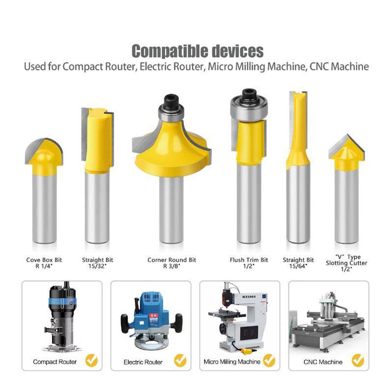 6mm Shank Woodworking Milling Cutter Trimming Machine Router Bit Bakelite Milling Engraving Machine for Woodwork Power Tools