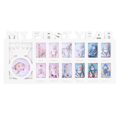 Newborn Photo Frame Durable Polished 12 Small Picture Frames Record Baby"s Monthly Growth Baby