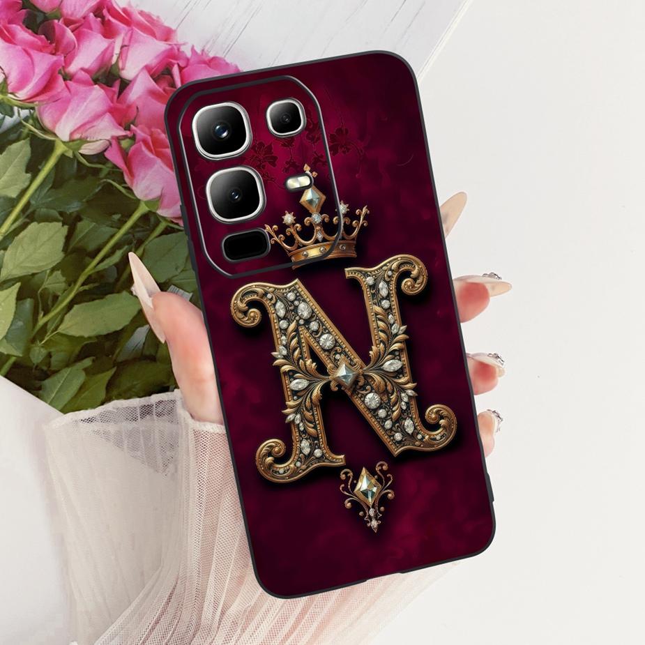Für Infinix Note 50X 5G Hülle X6857B Luxus Krone Buchstaben Abdeckung Weiche Silikon Handyhülle Für Infinix Note 50X Note50X Fundas Taschen