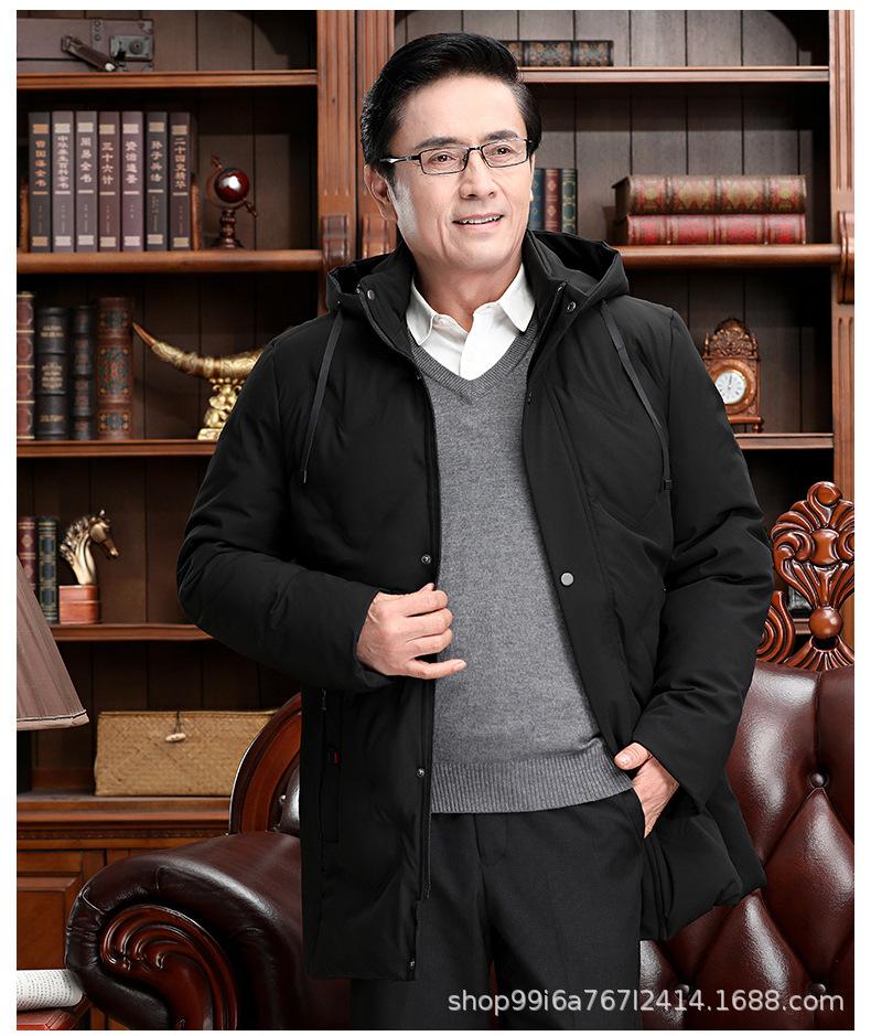 

Зимняя куртка утолщенная теплая темпераментная средней длины мужская куртка средней длины и длинная хлопковая одежда среднего возраста и пожилых зимняя хлопковая одежда XXXXL чёрный