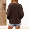 Women's Casual V,neck Long,sleeved Pullover Loose Color Top